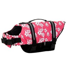 KIZBON 狗救生衣粉紅色花朵 Y100PFN020, 粉紅色的花
