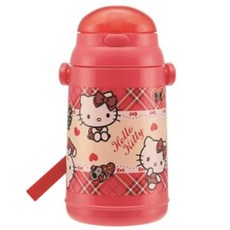 헬로키티 체크 보냉스트로물통 원터치 물통, 혼합 색상, 400ml, 1개
