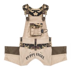 PUPPY ANGEL 迷彩寵物連身吊帶褲, 米色