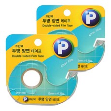 프린텍 투명 양면테이프 단면디스펜서 12mm x 6.35m, 2개