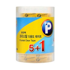 프린텍 크리스탈 테이프 오피스팩 리필형 /12mm x 30m /리필 6개입+엔드링, 1세트