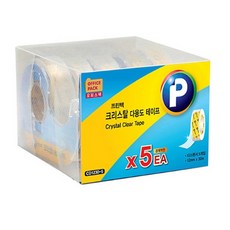 프린텍 크리스탈 테이프 오피스팩 실속형 /12mm x 30m /단면디스펜서, 5개입