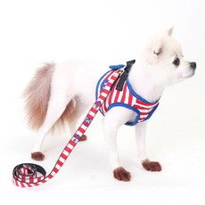 PETSLAND 船錨圖案條紋寵物胸背帶+牽繩組 XXL號, 紅街, 1 個