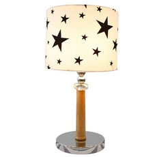 Royal Time閃亮的星星桶型檯燈, 木質水晶身+星形圓柱燈罩