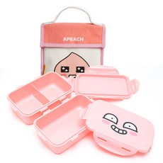 릴팡 아동용 카카오프렌즈 내추럴 2단 도시락 가방 세트, 1세트