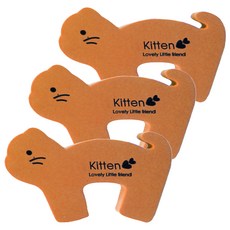 세이프코너 손끼임방지 도어쿠션 고양이 오렌지, 3개