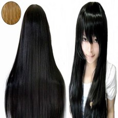 日系動漫角色扮演假髮組 80cm 黑色, 1套