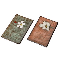 Royal Essex 花朵圖案長方形餐盤組 粉色+綠色, 1組, 盤子2種, 混色