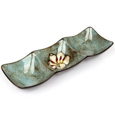 Royal Essex 花朵圖案3格方形波浪小菜碟, 天藍色, 1個