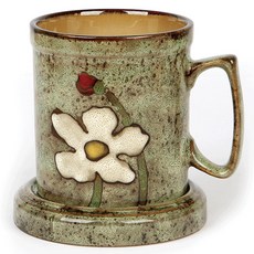 Royal Essex 花朵圖案陶瓷馬克杯+陶瓷造型杯墊, 綠色