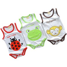 JOY MULTI 動物圖案無袖包屁衣 3件組