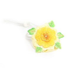 이츠독 고급 자수꽃 배씨댕기, 노랑, 1개