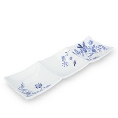 BSF 花朵印花3格醬料盤 K2593BS, 白色, 1入
