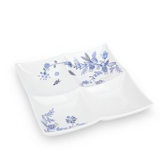 BSF 花朵印花4格醬料盤 K2594BS, 白色, 1入