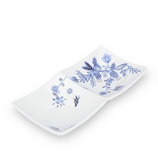 BSF 花朵印花2格醬料盤 K2592BS, 混色, 1入