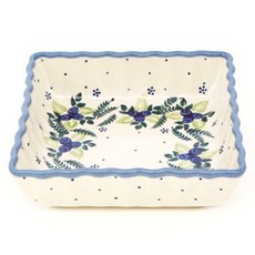 CERAMIKA WIZA 圖案印花木耳邊方形深盤, 291-157 藍莓, 1個