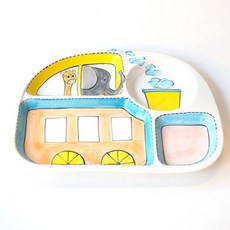 手繪車子造型餐盤, 藍色, 1入