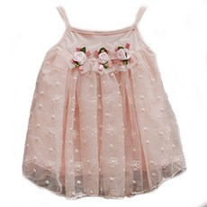 JOYMULTI 粉色玫瑰刺繡連身裙