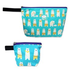 CUTE ECO 名稱標籤北歐袋套組圍巾熊, 餐盤收納袋+小收納袋, 1組