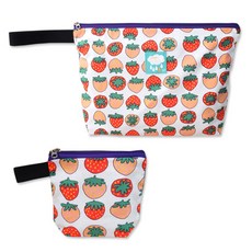 CUTE ECO 北歐風印花午餐袋 草莓, 餐盤收納袋+小收納袋, 1組
