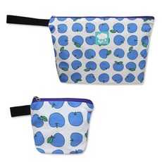 CUTE ECO 北歐袋套組藍色蘋果, 餐盤收納袋+小收納袋, 1組