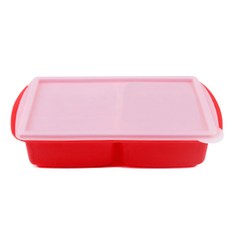 블룸엣홈 실리콘 양념큐브 2구 보관용기, 레드, 1개