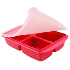 블룸엣홈 실리콘 양념큐브 4구 보관용기, 레드, 1개