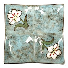 Royal Essex 花朵圖案4格方形餐盤, 天藍色, 1入