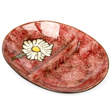 Royal Essex 花朵圖案分格陶瓷橢圓形餐盤, 紅色的, 1入