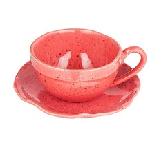 세라미루프 티컵&소서 9.5cm, 핑크, 1세트, 1개