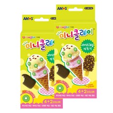 아모스 미니클레이 아이스크림만들기, 흰색+주황+갈색+검정+분홍+노랑, 2개