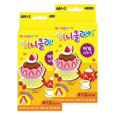 아모스 미니클레이 머핀만들기, 분홍+노랑+갈색+검정+빨강+흰색, 2개