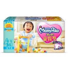 마미포코 360슬림핏 팬티형 기저귀 남아용, 34매, 대형(L)