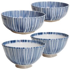 Minoya藍色線條大碗 4入, 1套