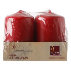 SPAAS 圓柱蠟燭, 紅色的, 4 件