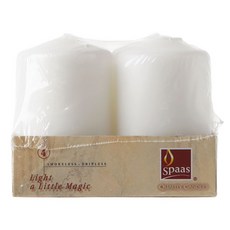SPAAS 圓柱蠟燭, 白色的, 4 件