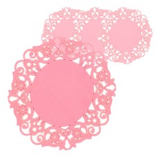 인터팝 실리콘 레이스 컵받침 M, 핑크, 4개, 1개