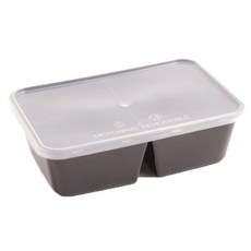 봄91 T-650D 내열강화 블랙 직사각 2칸 일회용도시락 중, 50개입, 1개