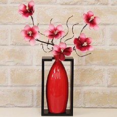 HAPPY WORLD 人造花+立式花瓶擺飾, 美麗, 1組