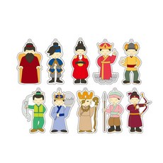 色紙青韓國歷史建國始祖木頭藝術 10種, 混色, 1套