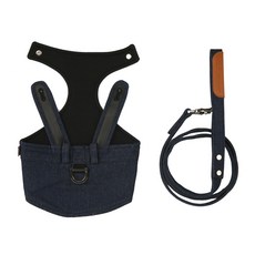 DASOM 반려견 멜빵 데님 하네스 세트 S, DARK BLUE, 1세트