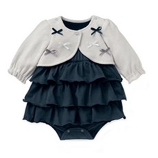 JOY MULTI 絲帶荷葉邊長袖包屁衣