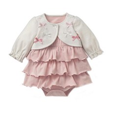 JOY MULTI 絲帶荷葉邊長袖包屁衣