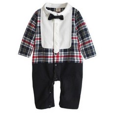 조이멀티 레드체크 검정 나비넥타이 우주복