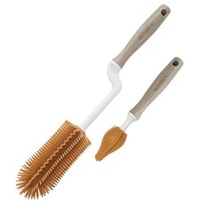 Mother K 旋轉矽膠嬰兒奶瓶刷 2 件套, 可可棕, 1組