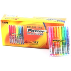 JAVAPEN Power Line 螢光筆組, 8 種顏色, 12套, 混合色