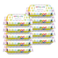 노블맘 베이킹소다 물티슈 리필형, 80매 x 10팩, 10팩, 80매