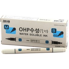 자바펜 OHP수성펜 M앤B, 검정, 12개