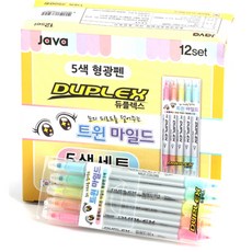 JAVAPEN 雙面雙溫和捲曲筆 5色套組, 5 種顏色, 12套