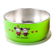KitchenU Pucca 不鏽鋼雙層兒童碗, 綠色, 1入